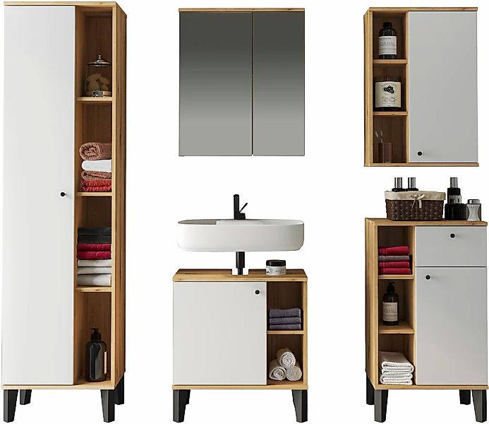 Home affaire Badmöbel-Set "OSLO, Bad im skandinavischen Design, 5-teiliges günstig online kaufen