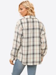 Imily Bela Flanellbluse Damen Langarmshirt Plaid günstig online kaufen