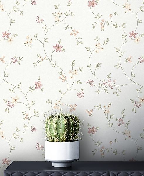 Newroom Vliestapete, Weiß Tapete Floral Blumen günstig online kaufen