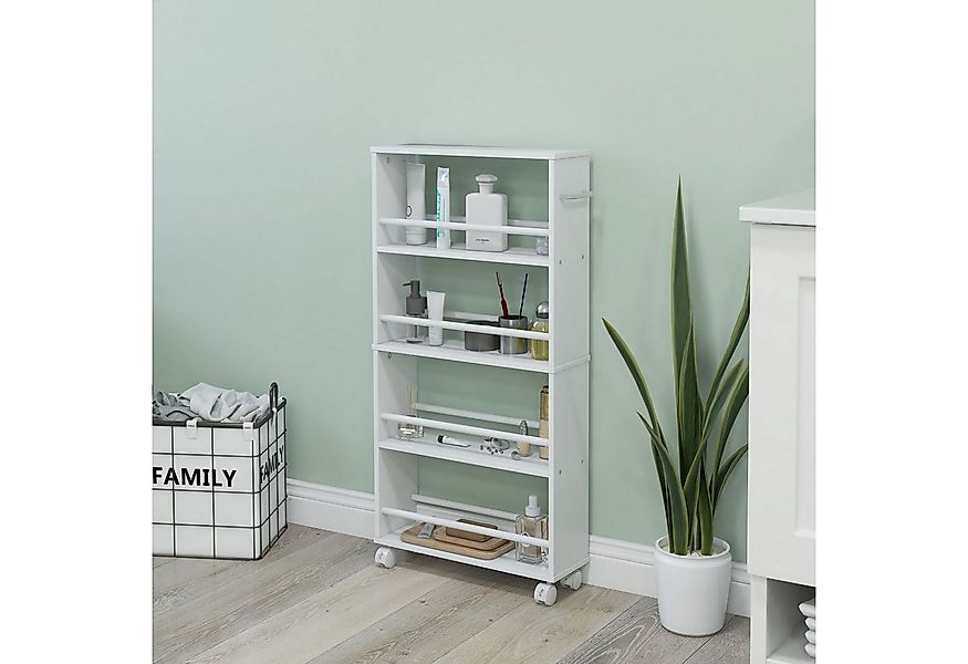 HOMCOM Servierwagen Rollwagen mit 4 Etagen, Griffe, (Aufbewahrungswagen, 1 günstig online kaufen