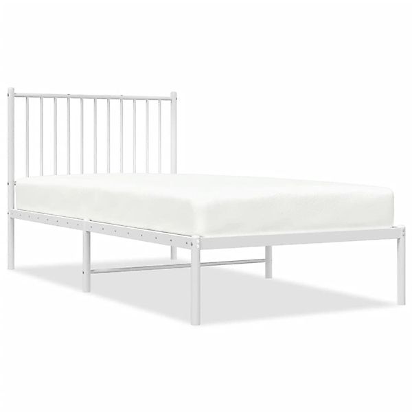 vidaXL Bettgestell, Bettrahmen mit Kopfteil Metall Weiß 90x190 cm günstig online kaufen