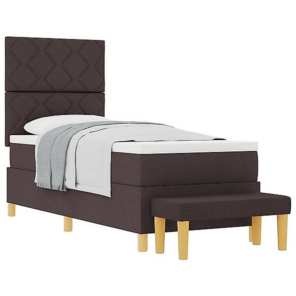 vidaXL Bett Boxspringbett mit Matratze & Bank Dunkelbraun 80x200 cm Stoff ( günstig online kaufen
