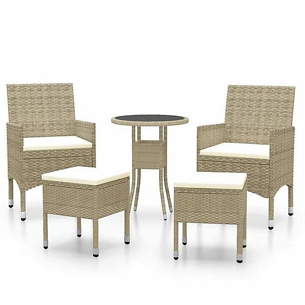 vidaXL 5-tlg Garten-Lounge-Set Poly Rattan Beige günstig online kaufen