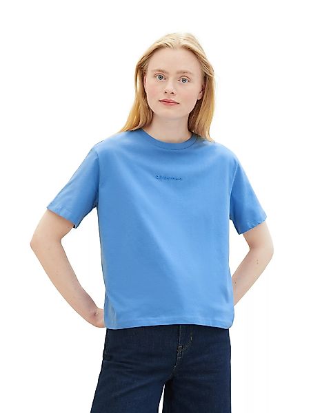 TOM TAILOR Denim Kurzarmshirt Basic T-Shirt mit Rundhalsausschnitt und Logo günstig online kaufen