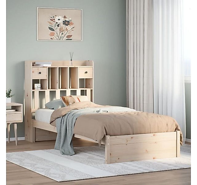 vidaXL Bett, Massivholzbett mit Regal ohne Matratze 90x200 cm Kiefer günstig online kaufen