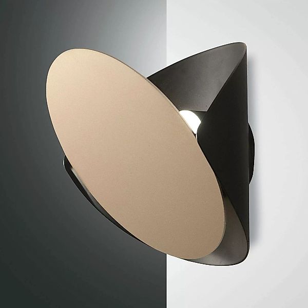 LED-Wandleuchte Shield, dimmbar, schwarz-gold günstig online kaufen