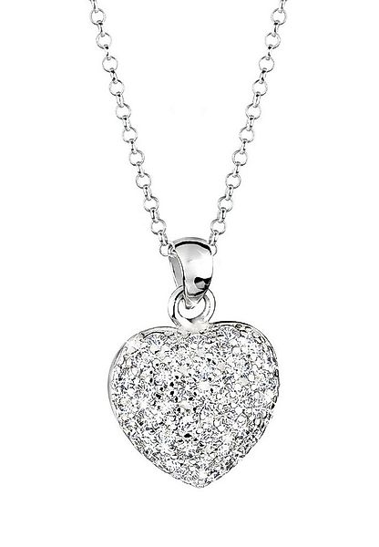 Elli Kette mit Anhänger Herz Zirkonia Weiß 925 Sterling Silber, Herz günstig online kaufen