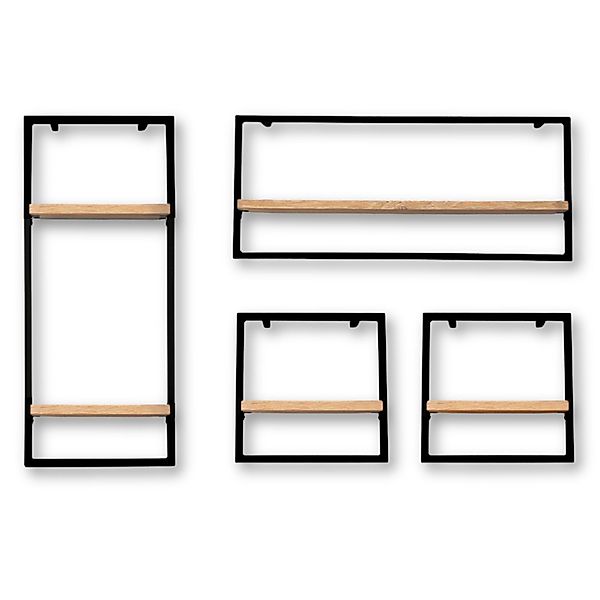 holz4home® Wandregal Eiche Hellgrau mit Metallrahmen günstig online kaufen