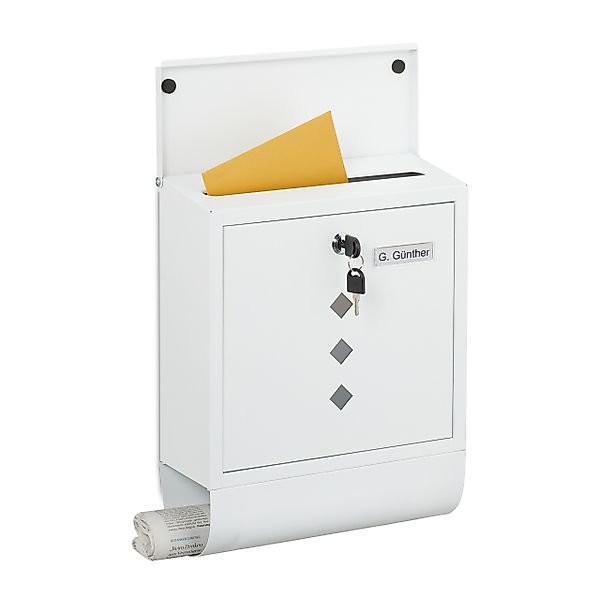 relaxdays Briefkasten mit Zeitungsfach (1-St), weiß günstig online kaufen