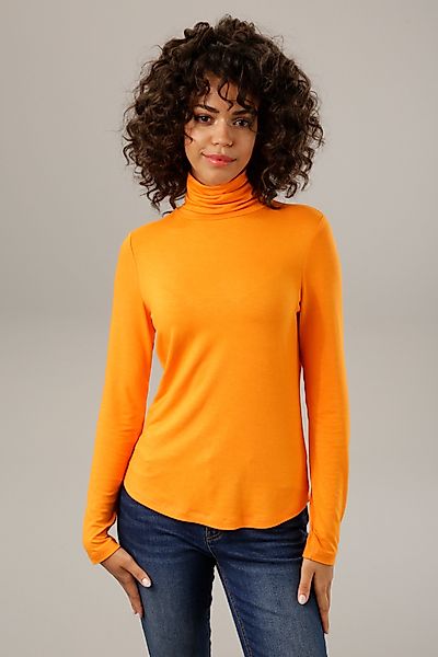 Aniston CASUAL Rollkragenshirt in schwarz-bunt-bedruckt oder günstig online kaufen