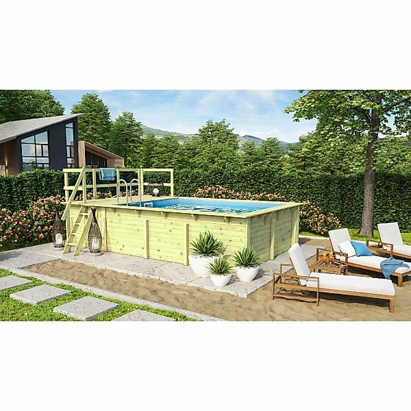 Karibu Pool Gr. 2 inkl. Terrasse KDI Innenhülle Blau günstig online kaufen