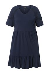 Ulla Popken Jerseykleid Jerseykleid Zierband A-Linie günstig online kaufen