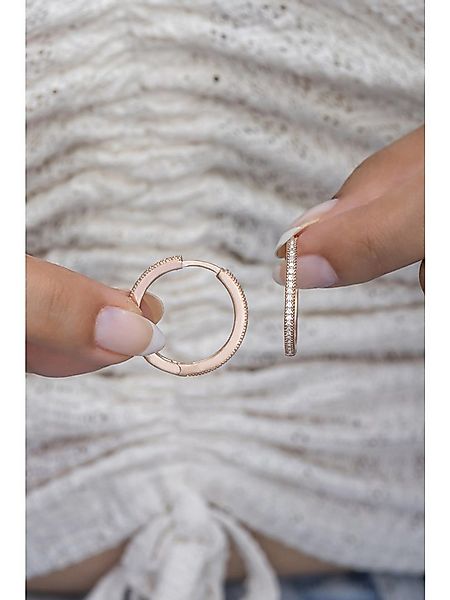 Nisan Ohrring-Set, 925 Sterling Silber Creolen, Rosévergoldet, 25 mm Zirkon günstig online kaufen