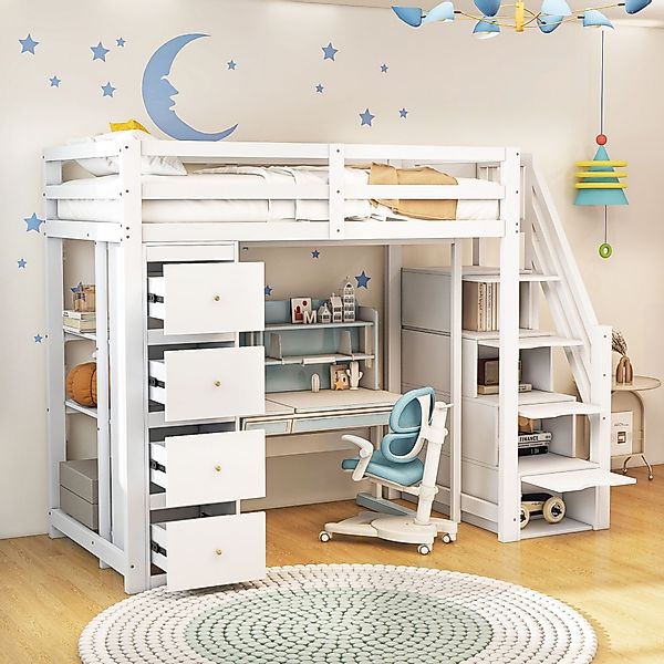STILVORA Hochbett 90×200 Kinderbett mit Stauraum günstig online kaufen