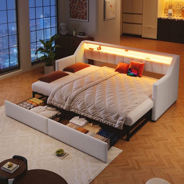 OKWISH Schlafsofa Polsterbett, mit LED & günstig online kaufen