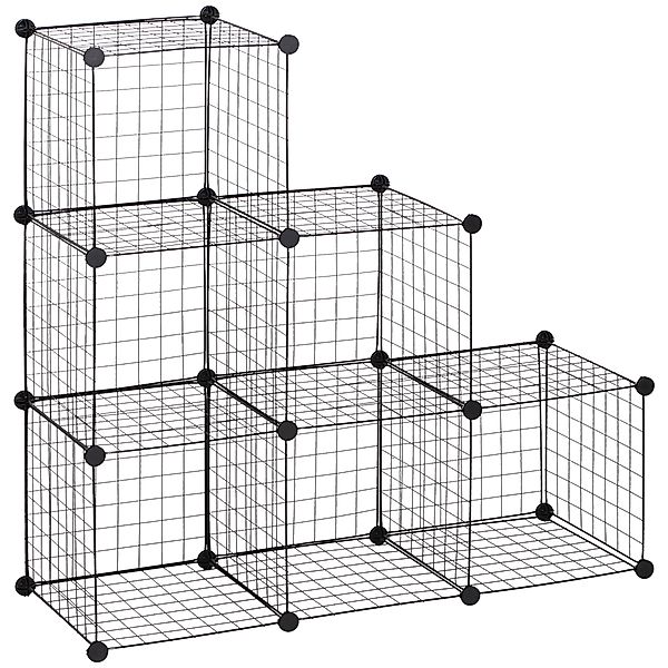 HOMCOM Steckregal, Regalsystem mit 6 Fächern, DIY Würfelregal aus Drahtgitt günstig online kaufen