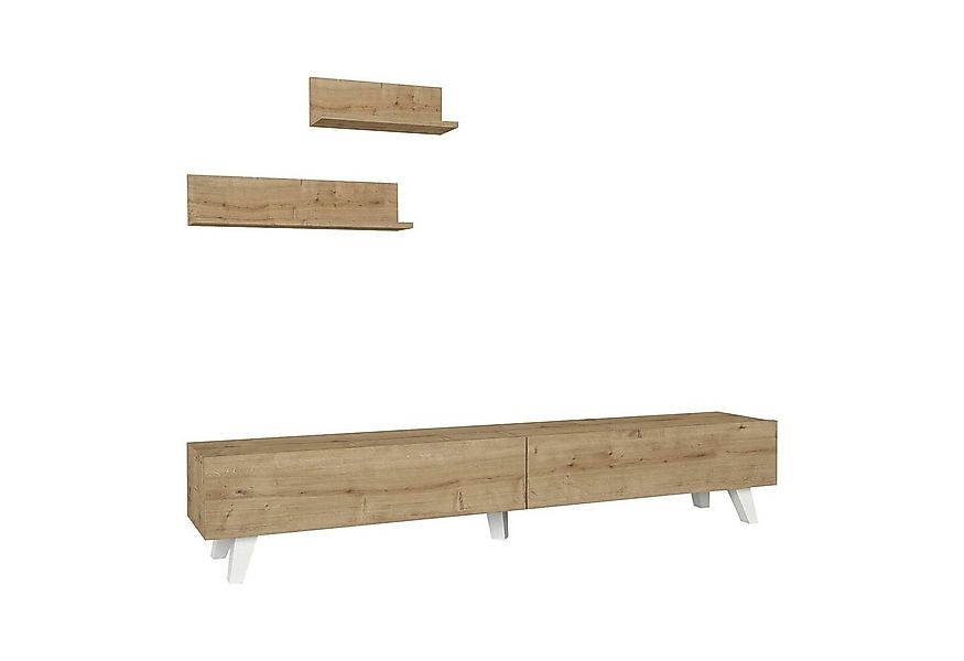 en.casa TV-Schrank »Saarijärvi« Fernsehtisch mit 2 Regalen Eiche-Optik günstig online kaufen