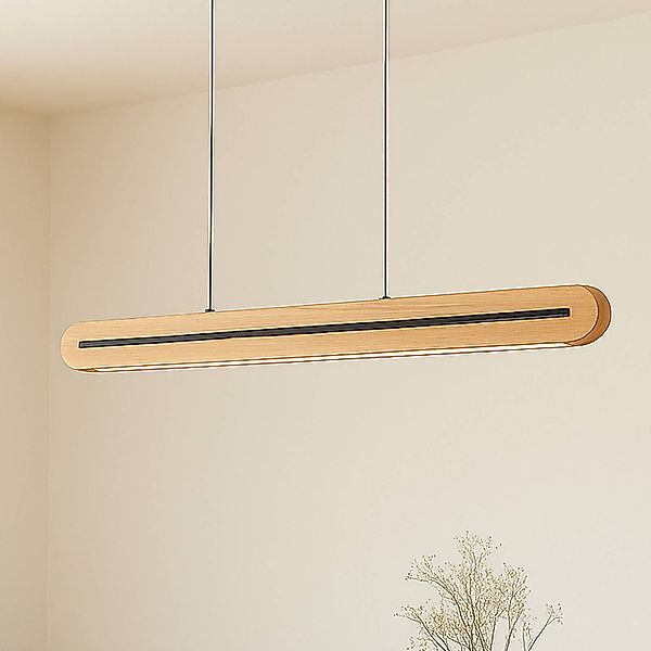 Lucande LED-Pendelleuchte Darnor, Holz, CCT, Länge 100 cm günstig online kaufen
