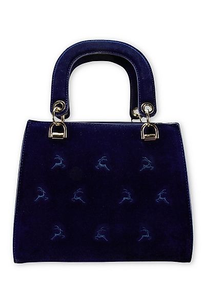 Alpenflüstern Handtasche Trachtentasche - SAMT/HIRSCHSTICK - blau, taupe-br günstig online kaufen