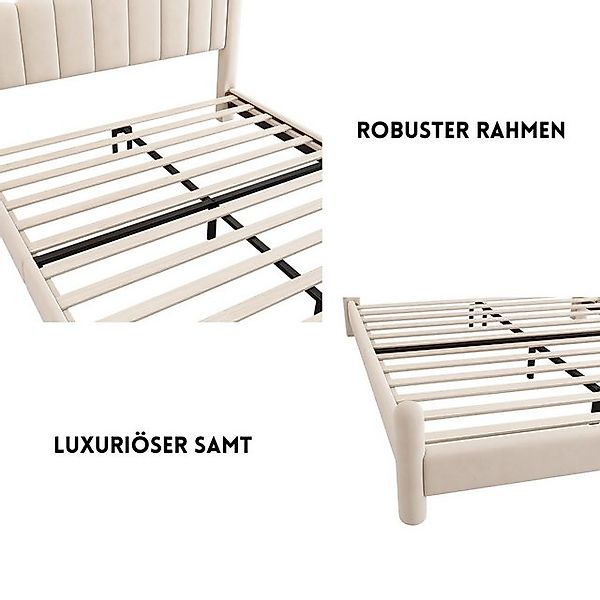 SeedWave Polsterbett mit Hochwertigem Samtstoff, Doppelbett 140x200cm, 160x günstig online kaufen