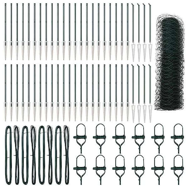 vidaXL Zaun mit Pfosten Grün 0,6 x 100 m PVC-beschichteter Stahl 3353161 günstig online kaufen