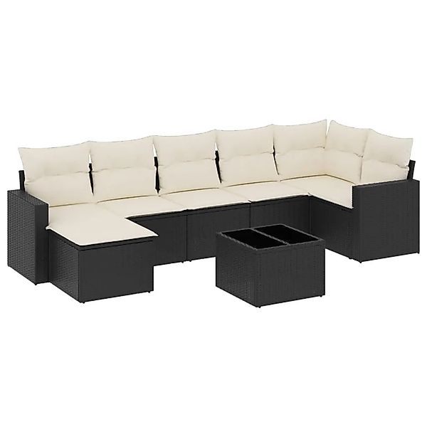 vidaXL 8-Tlg Garten-Sofagarnitur mit Kissen Schwarz Poly Rattan 3251623 günstig online kaufen