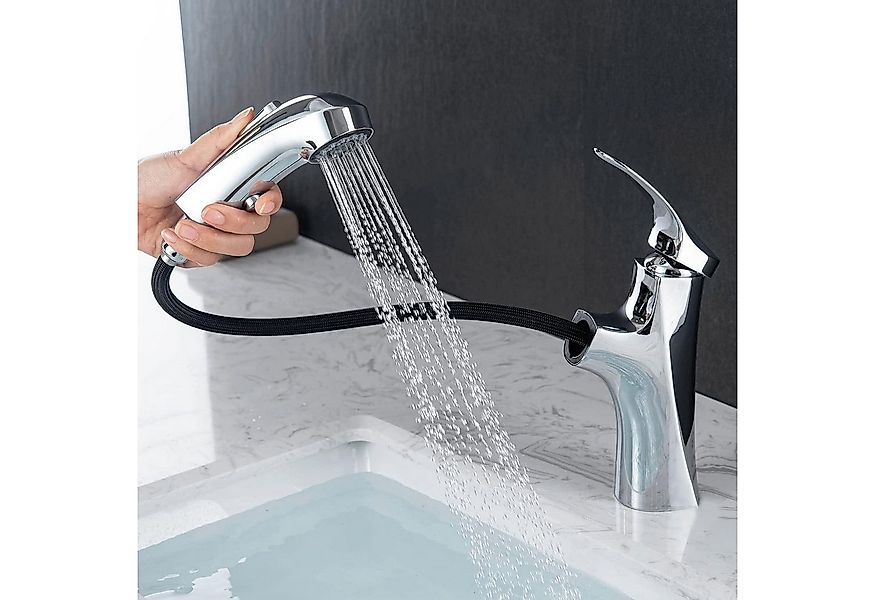 LuxusKollektion Waschbeckendusche Ausziehbarer Wasserhahn Bad Chrom 3 Modi günstig online kaufen