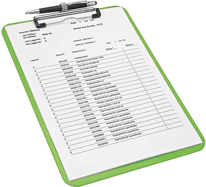 WEDO Schreibmappe Klemmbrett A4 Kunststoff mit Stiftehalter hellgrün günstig online kaufen