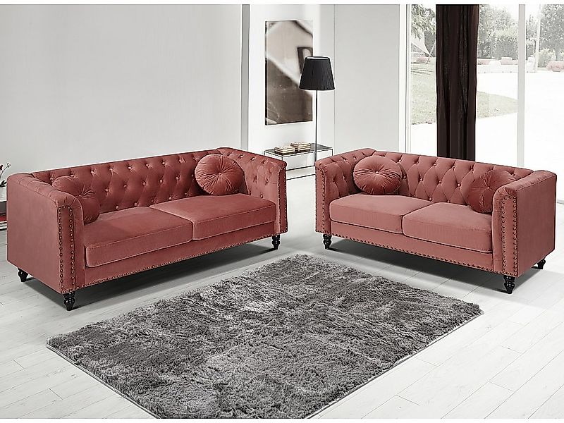 Sofa 2-Sitzer - Samt - Altrosa - TURNER günstig online kaufen