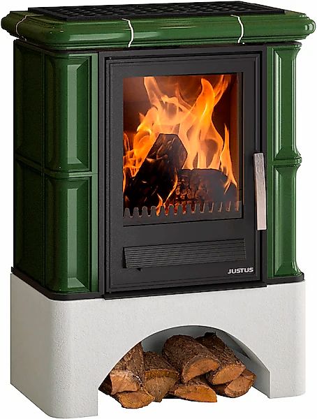 Justus Kaminofen Bavaria Grün mit Keramik-Verkleidung inkl. Sockel 7 kW EEK günstig online kaufen