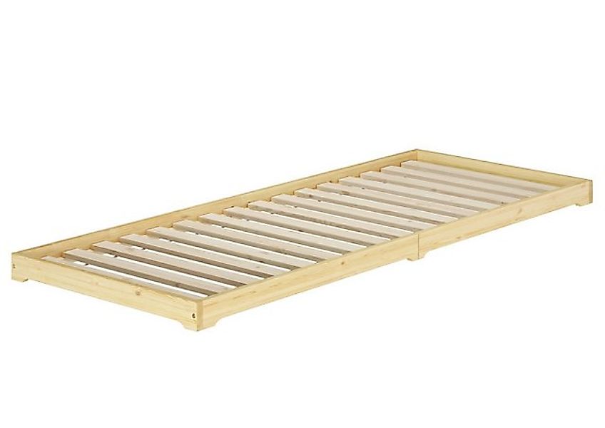 ERST-HOLZ Einzelbett Überlanges Holzbett Kiefer lackiert extra niedrig 90x2 günstig online kaufen