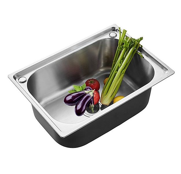 JEOBEST Edelstahlspüle Spülbecken 50x40 cm Einbauspüle Küchenspüle inkl. Si günstig online kaufen