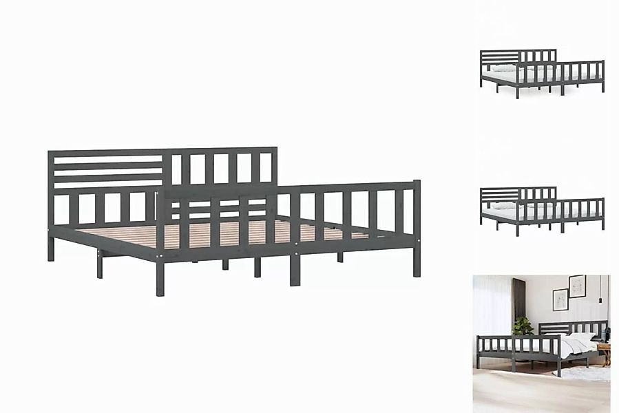 vidaXL Bettgestell Massivholzbett Grau 200x200 cm Doppelbett Bett Bettrahme günstig online kaufen