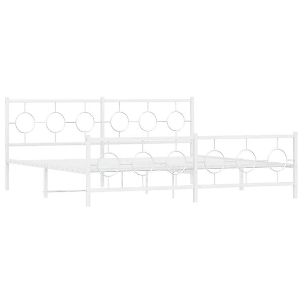 vidaXL Bettgestell mit Kopf- und Fußteil Metall Weiß 193x203 cm 376299 günstig online kaufen