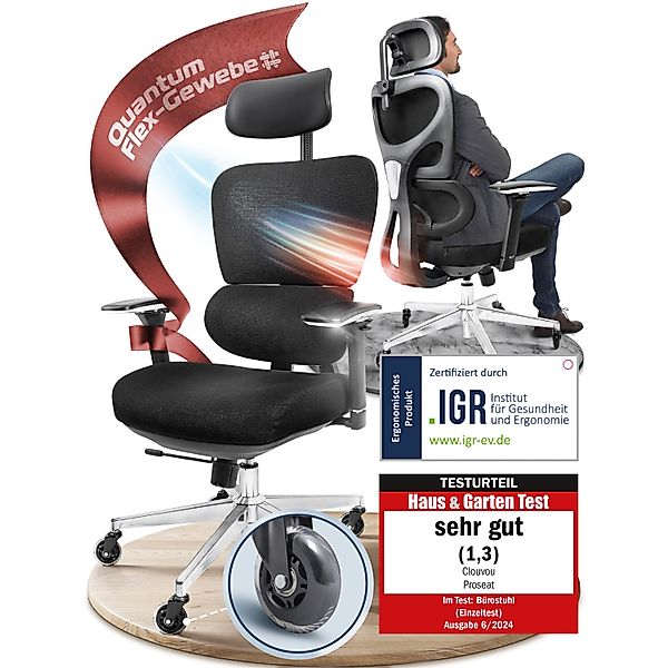 CLOUVOU Bürostuhl ergonomisch, Schreibtischstuhl bis 150 kg - Testsieger (P günstig online kaufen