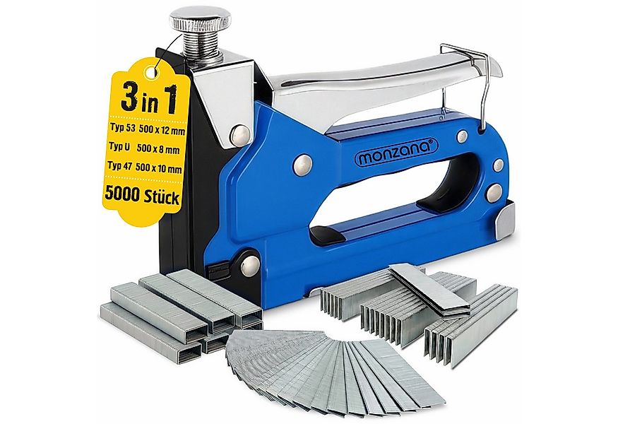 monzana Handtacker Monzana, 3in1 Tacker 1500 tlg Klammern & Nägel stufenlos günstig online kaufen
