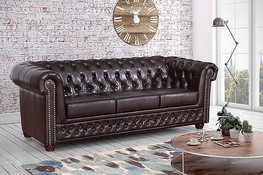 Küchen-Preisbombe Sofa Edles Sofa 3 Sitzer in Kunstleder Vintage braun Couc günstig online kaufen