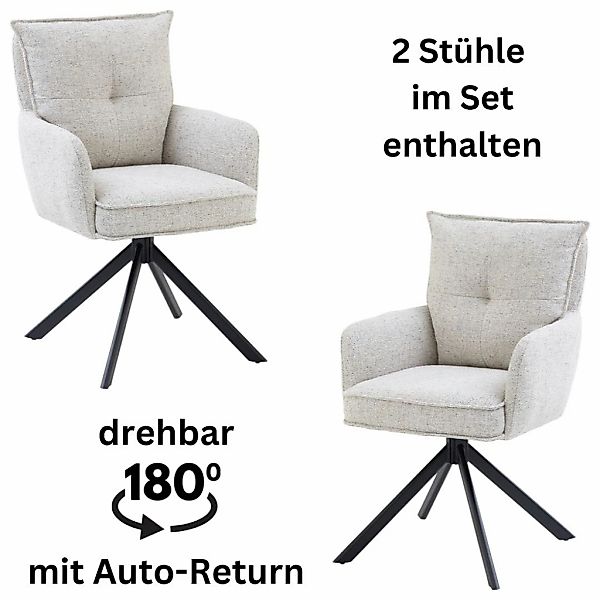 Stolkom Armlehnstuhl "Sofia young" (Set) 2 Stk. Struktur 180 grad drehbar m günstig online kaufen