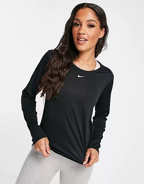 Nike Training – Dri-FIT – Langärmliges Shirt in Schwarz günstig online kaufen