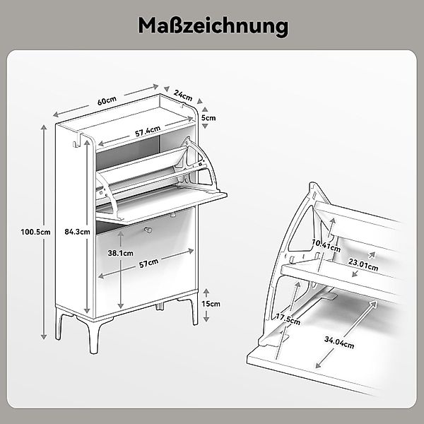 Dripex Schuhschrank mit 2 klappbaren Schubladen günstig online kaufen