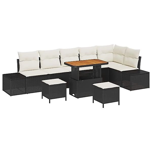 vidaXL Gartensofa-set mit Kissen 9-Tlg Schwarz Poly-Rattan 3364755 günstig online kaufen