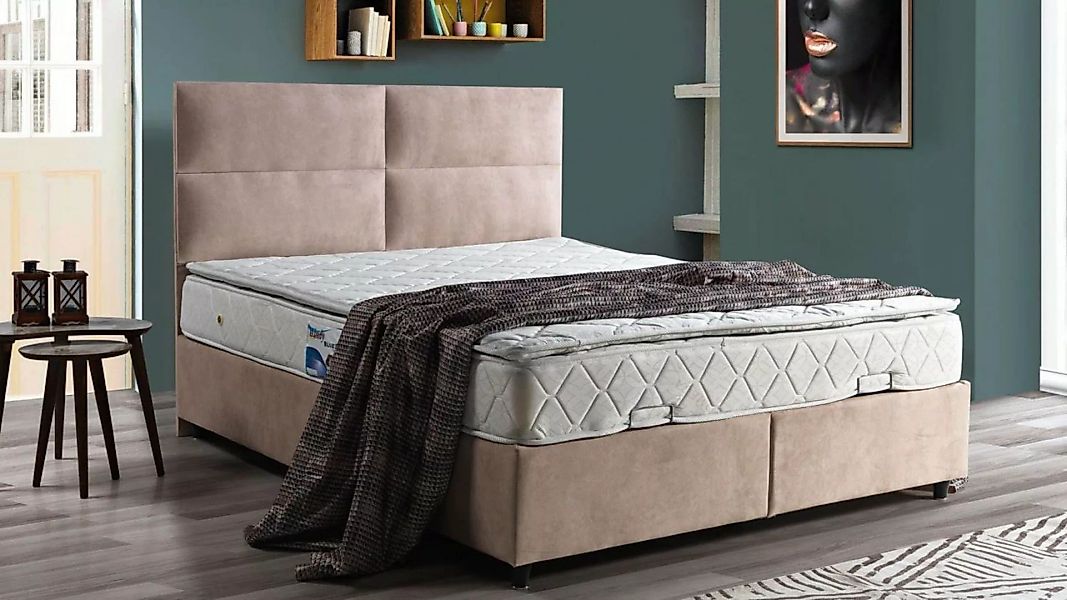 JVmoebel Bett Bett Design Betten Luxus Beige Polster Schlafzimmer Möbel Dop günstig online kaufen