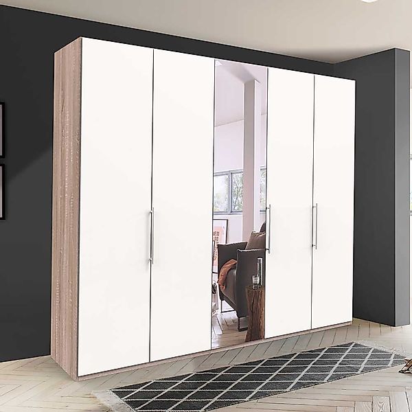 Bicolor Kleiderschrank mit Spiegel Falttüren günstig online kaufen