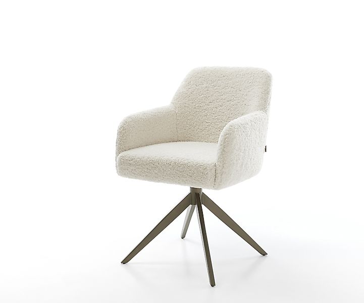 Drehstuhl Greg-Flex Teddystoff Beige Kreuzgestell breit Effektfinish Titan günstig online kaufen
