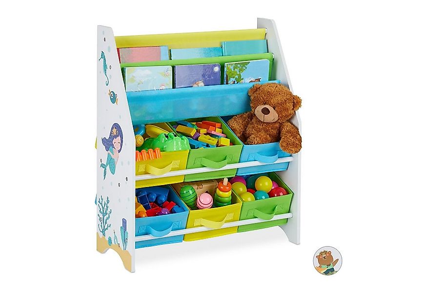 relaxdays Kinderregal mit 6 Boxen & 2 Hängefäch, B günstig online kaufen