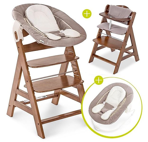 Hauck Hochstuhl Alpha Plus Walnut Newborn Set (Set, 4 St), Holz Babystuhl a günstig online kaufen