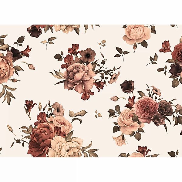 Fototapete Blumenbouquet Orange Beige 3,50 m x 2,55 m FSC® günstig online kaufen