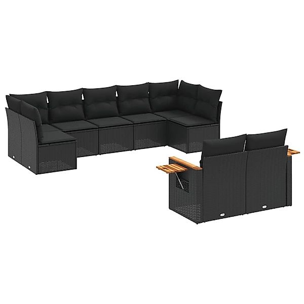 vidaXL 9-Tlg Garten-Sofagarnitur mit Kissen Schwarz Poly Rattan 3227126 günstig online kaufen