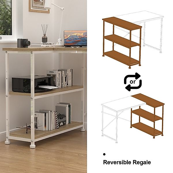 HOMALL Eckschreibtisch 100/120L Form mit Ablagefächern, günstig online kaufen