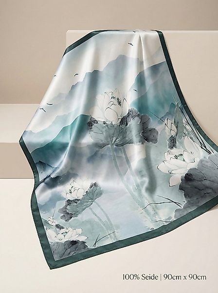 Kleelein Seidentuch Seidentuch 90x90 cm Maulbeerseide, chinesisches Lotus-M günstig online kaufen